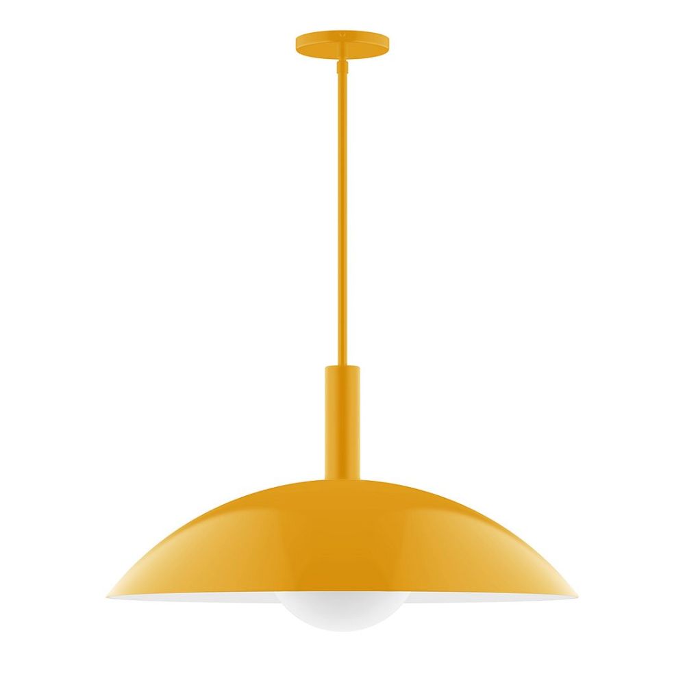 Montclair Lightworks STGX477-G15-21 24" Stack Half Dome Stem Hung Pendant Bright Yellow Finish